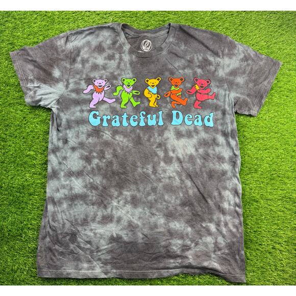 Grateful Dead Dancing Bears Tie Dye T Shirt 2XL Gray Vintage Band Tee - Picture 1 of 8